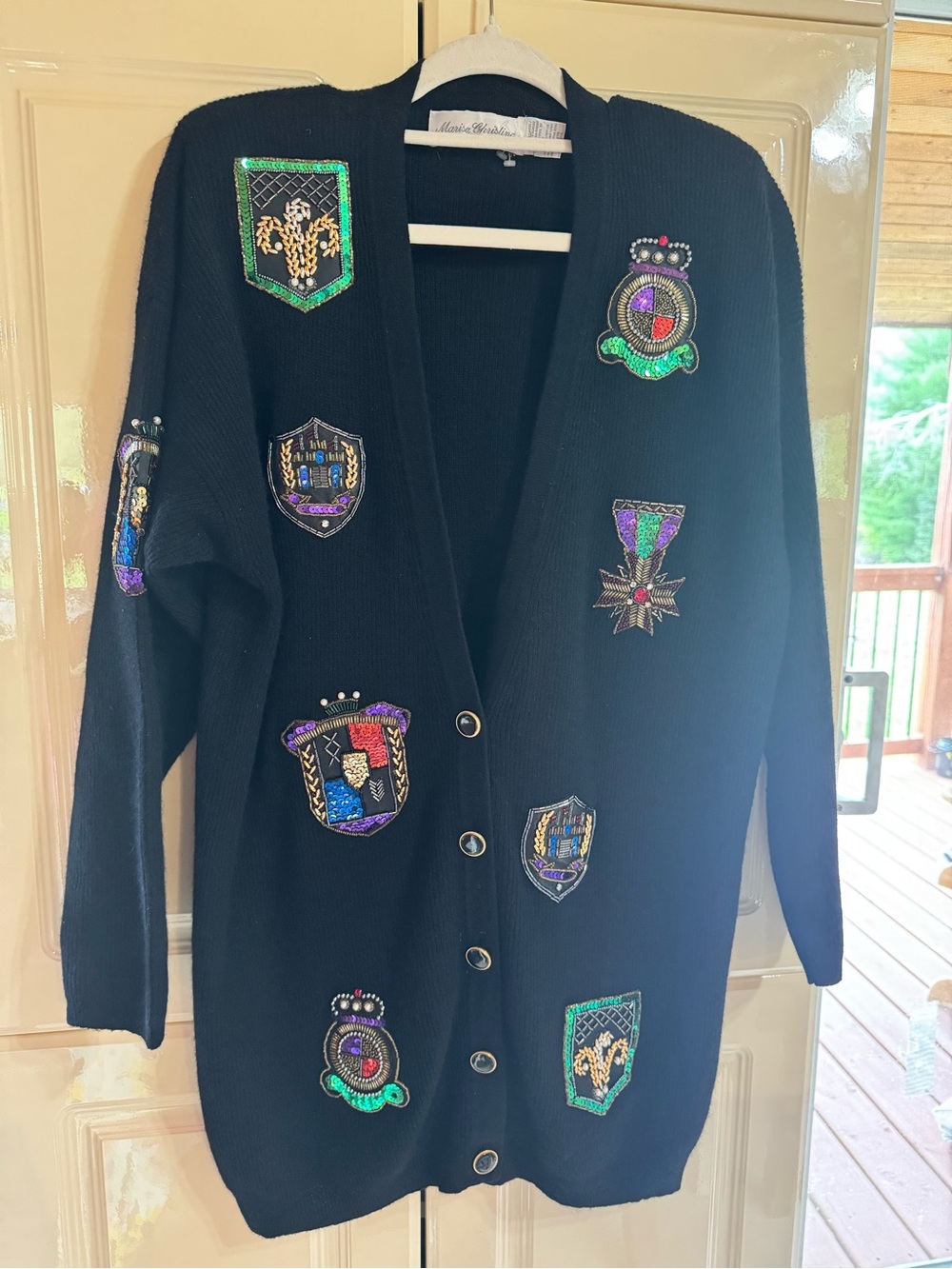 Marisa Christina Black Embellished Patch Cardigan